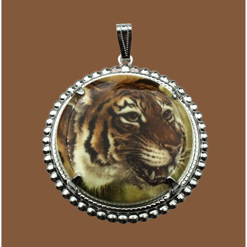Vintage NOS Large Tiger Pendant Made in West Germany